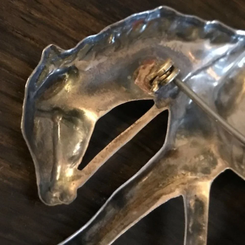 Vintage STERLING SILVER Bucking Horse Pin/Broach Western/Cowgirl